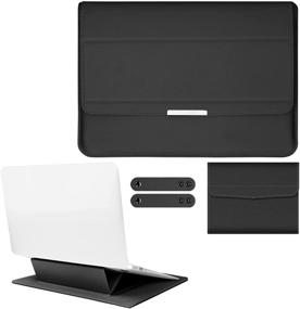 img 4 attached to PENGRUISI 13-13.5 inch Laptop Sleeve Case with Bracket and Stand Function - Universal Compatible with All Laptops and Tablets - Innovative Soft PU Leather Material - Black