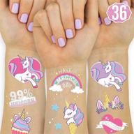 🦄 fetti unicorn party supplies temporary tattoos for kids - 36 glitter styles - ideal for unicorn themed parties, birthday decorations, halloween costumes, and unicorn party favors logo