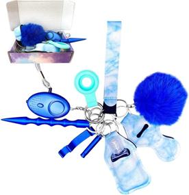 img 4 attached to ENZOU Self Defense Keychain Set for Women and Kids: 10-in-1 Kit with Airtag Case, Personal Alarm, Whistle - Blue
