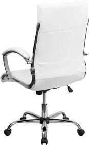 img 1 attached to 🪑 White LeatherSoft Executive Swivel Office Chair with Chrome Base and Arms by Flash Furniture - High Back Designer Quilted