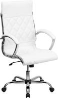 🪑 white leathersoft executive swivel office chair with chrome base and arms by flash furniture - high back designer quilted logo