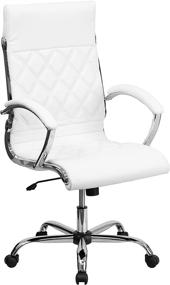 img 4 attached to 🪑 White LeatherSoft Executive Swivel Office Chair with Chrome Base and Arms by Flash Furniture - High Back Designer Quilted