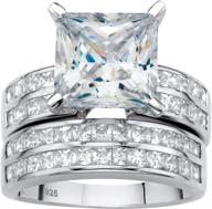 multi row bridal ring set: princess cut cubic zirconia 2 piece with platinum over sterling silver logo