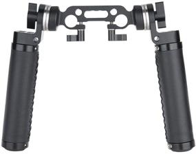 img 4 attached to 🎥 NICEYRIG ARRI Rosette Leather Handles + 15mm Rod Clamp Connector - Enhancing 15mm DSLR Camera Shoulder Rig Support System