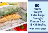 🔒 50-count extra large heavy weight 13"x18" freezer zipper bags: jumbo 2.5 gallon storage, zip & lock, 4 mil with white block logo