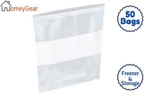 img 2 attached to 🔒 50-Count Extra Large Heavy Weight 13"x18" Freezer Zipper Bags: Jumbo 2.5 Gallon Storage, Zip & Lock, 4 Mil with White Block