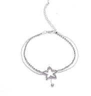💎 stylish crystal anklet with cubic zirconia-adorned heart & star - perfect for women & girls beach foot accessories logo