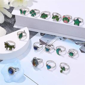img 1 attached to FIBO STEEL: 16 Pcs Mood Ring Set with Cute Animals - Color Changing Rings for Emotional Feeling - Adjustable and Stylish