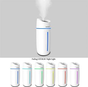 img 2 attached to AmeriLuck White Portable Mini Humidifier with Color-Changing LED Night Lights, Ideal for Travel and Small Rooms, Auto Shut-Off