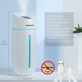 img 3 attached to AmeriLuck White Portable Mini Humidifier with Color-Changing LED Night Lights, Ideal for Travel and Small Rooms, Auto Shut-Off