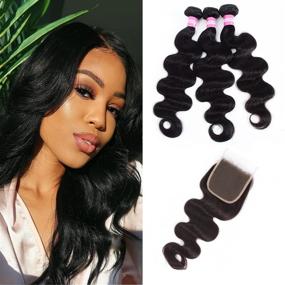 img 4 attached to Bundles Closure Brazilian Unprocessed Natural Hair Care