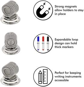 img 3 attached to 🖊️ Magnetic Pen Holder Clips for Fridge, Whiteboard, Bulletin Board - Perfect Organizer for Pens, Markers, and More - Set of 3 Magnets