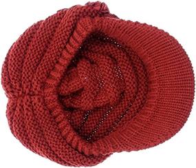 img 1 attached to Winter Warm Knit Hat Crochet Visor Brim Cap with Flower Accent for Women