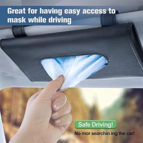 img 3 attached to 🚗 Car Tissue Holder Sun Visor Organizer, RENZHICHU Mask Box Hanging Car Accessories, Interior Napkin Case Wipes & Tissue Storage for Men, Women, and Teens