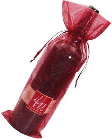 img 4 attached to SumDirect 20pcs 5.5 x 14 Inch Burgundy Organza Drawstring Wine Bags - Elegant Wine Bottle Wrapping Bags for Gifting