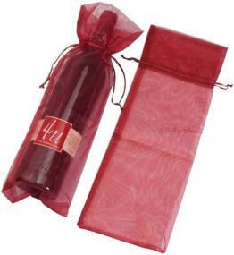 img 1 attached to SumDirect 20pcs 5.5 x 14 Inch Burgundy Organza Drawstring Wine Bags - Elegant Wine Bottle Wrapping Bags for Gifting