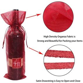 img 2 attached to SumDirect 20pcs 5.5 x 14 Inch Burgundy Organza Drawstring Wine Bags - Elegant Wine Bottle Wrapping Bags for Gifting