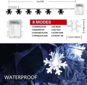 img 3 attached to 🎄 Liacere 2 Pack Christmas Snowflake String Lights - 100 Lights 33ft 8 Modes - Festive Indoor Outdoor Decorations for Bedroom, Battery Operated Fairy Lights