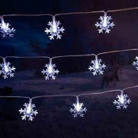 img 4 attached to 🎄 Liacere 2 Pack Christmas Snowflake String Lights - 100 Lights 33ft 8 Modes - Festive Indoor Outdoor Decorations for Bedroom, Battery Operated Fairy Lights