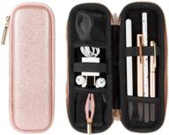 🌸 comfyable rose gold pencil holder case - protective sleeve for apple pencil, stylus, pen accessories with elastic strap, mesh pockets for usb cable & airpods logo