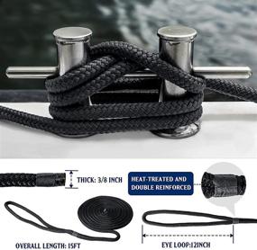 img 3 attached to ⚓️ Premium 4 Pack 3/8" x 15' Double Braided Nylon Dock Lines with 12” Loop - Heavy-Duty Boating Accessories for Kayak Pontoon Boats | Strong 5800 lbs Breaking Strength Marine Rope | Ideal for up to 30ft Vessels - Perfect Boating Gifts
