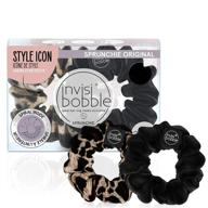 🎀 invisibobble sprunchie spiral hair ring - true black and purrfection- 2 pack- stylish bracelet, strong elastic grip coil accessories for women - gentle for girls teens and thick hair logo
