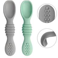 🥄 otterlove silicone baby spoons – 100% platinum pure lfgb silicone soft-tip – self feeding training spoon for baby led weaning in sage & sand color logo