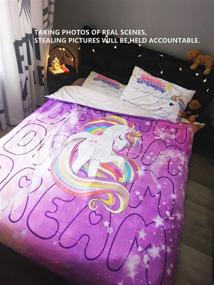 img 3 attached to SEISYUKU Cartoon Kids Bedding: Dream Unicorn Pattern Duvet Cover Set for Little Girls - Twin Size, 3-Piece Set in Hot Pink (Includes 2 Pillowcases, 1 Duvet Cover, No Comforter)