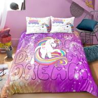 seisyuku cartoon kids bedding: dream unicorn pattern duvet cover set for little girls - twin size, 3-piece set in hot pink (includes 2 pillowcases, 1 duvet cover, no comforter) logo