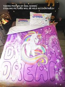 img 2 attached to SEISYUKU Cartoon Kids Bedding: Dream Unicorn Pattern Duvet Cover Set for Little Girls - Twin Size, 3-Piece Set in Hot Pink (Includes 2 Pillowcases, 1 Duvet Cover, No Comforter)