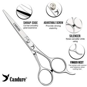 img 3 attached to 🧔 Candure Beard Mustache Scissors 5.5" - Salon Grade Facial Hair Removal with Razor Edge Blades - Stainless Steel