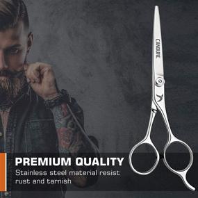 img 2 attached to 🧔 Candure Beard Mustache Scissors 5.5" - Salon Grade Facial Hair Removal with Razor Edge Blades - Stainless Steel