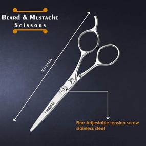 img 1 attached to 🧔 Candure Beard Mustache Scissors 5.5" - Salon Grade Facial Hair Removal with Razor Edge Blades - Stainless Steel