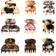 🐢 9-piece tortoise shell hair claw clip set - acetate french hair jaw clamps - mini & medium size accessories for women (classic pattern) logo