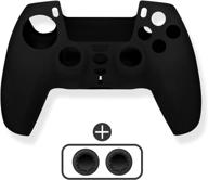 black playstation 5 controller cover skin protector - soft, anti-slip silicone skin with thumb grips for enhanced gaming experience logo