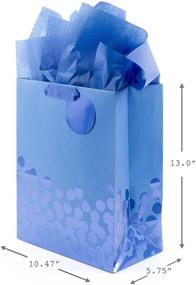 img 2 attached to Подарочный пакет Hallmark размером 13 дюймов с бумажными полотенцами - дизайн голубых фольгированных точек для Хануки, Рождества, Дней рождения, Дня отца, выпускного и детских вечеринок.