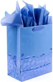 img 1 attached to Подарочный пакет Hallmark размером 13 дюймов с бумажными полотенцами - дизайн голубых фольгированных точек для Хануки, Рождества, Дней рождения, Дня отца, выпускного и детских вечеринок.