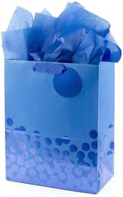img 4 attached to Подарочный пакет Hallmark размером 13 дюймов с бумажными полотенцами - дизайн голубых фольгированных точек для Хануки, Рождества, Дней рождения, Дня отца, выпускного и детских вечеринок.