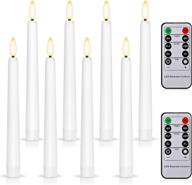 fpoo 8pcs flameless flickering taper candles with 2 remote control and timer логотип