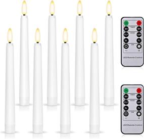 img 4 attached to FPOO 8PCS Flameless Flickering Taper Candles With 2 Remote Control And Timer