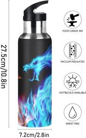 img 3 attached to 20 oz Xigua Fiery Dragons Water Bottle with Straw Lid - Vacuum Insulated Stainless Steel Thermo Flask for Sports, Cycling, Hiking, School, and Home