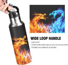 img 1 attached to 20 oz Xigua Fiery Dragons Water Bottle with Straw Lid - Vacuum Insulated Stainless Steel Thermo Flask for Sports, Cycling, Hiking, School, and Home