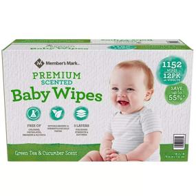 img 4 attached to 👶 Premium Baby Wipes (1152 Count) - Member's Mark One Box Green Tea & Cucumber Scented, 12-Pack