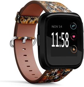 img 2 attached to Собаки Различных Пород - Совместимый Кожаный Ремешок для Часов Fitbit Versa/Versa 2/Versa LITE с Быстросъемными Штифтами.