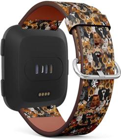 img 3 attached to Собаки Различных Пород - Совместимый Кожаный Ремешок для Часов Fitbit Versa/Versa 2/Versa LITE с Быстросъемными Штифтами.