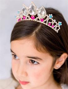 img 2 attached to 💎 SWEETV Girls Rapunzel Tiara - Birthday Party Costume - Multicolored Crystal Princess Crowns Headband for Kids - Stunning Wedding Hair Accessories for Flower Girls and Prom - Gold, Clear, and Ruby