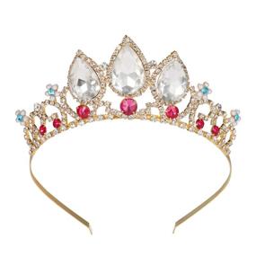 img 4 attached to 💎 SWEETV Girls Rapunzel Tiara - Birthday Party Costume - Multicolored Crystal Princess Crowns Headband for Kids - Stunning Wedding Hair Accessories for Flower Girls and Prom - Gold, Clear, and Ruby