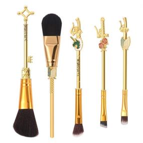 img 4 attached to 💫 Premium Attack on Titan Makeup Brushes - 5-Piece Wing of Liberty Survey Corps Cosplay Gift Cosmetic Brush Set for Women and Girls (Shiny Gold)