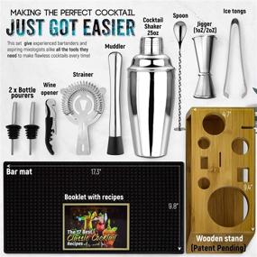 img 2 attached to 🍹 Cocktail Shaker Set Bartender Kit: Enhance Your Mixing Skills with Bar Mat, Elegant Wooden Stand, and Premium Mixing Tools – Perfect Gifts for Husband, Boyfriend, Dad, and Housewarming