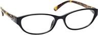 👓 designer style women's ladies black brown tortoiseshell sides readers with spring hinges +1.75 - the reading glasses company r69-1 logo